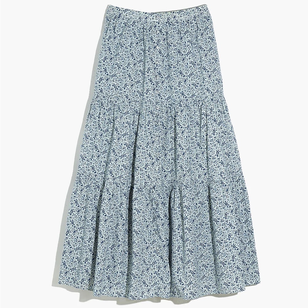 Madewell Button-Front Tiered Maxi Skirt in Florentine Floral Size Small